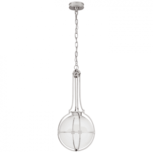 Visual Comfort & Co. Signature Collection Gracie Pendant, Globe, LED, Polished Nickel, Clear Glass, 13"W (CHC 5478PN-CG CQ0R3) 