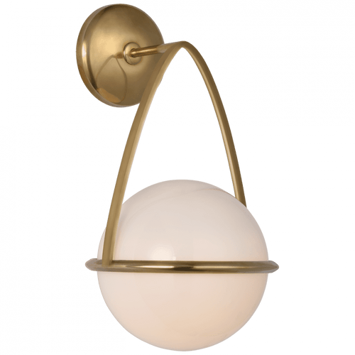 Visual Comfort & Co. Signature Collection Lisette Bracketed Wall Sconce, 1-Light, LED, Hand-Rubbed Antique Brass, 13.75"H (ARN 2362HAB-WG CU1D8) 