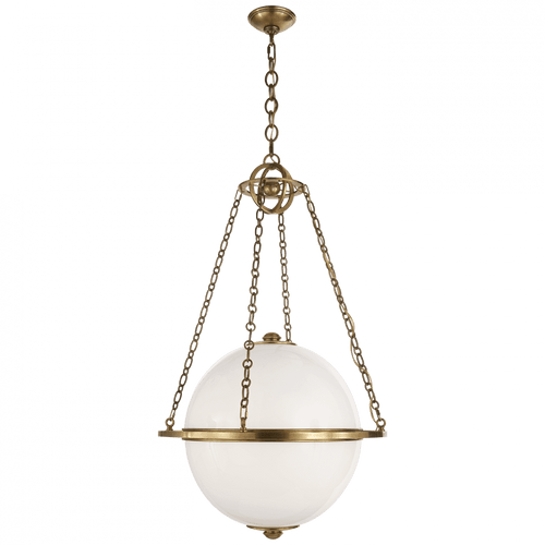 Visual Comfort & Co. Signature Collection Modern Pendant, 2-Light, Globe, Antique Burnished Brass, 24.25"W (CHC 2135AB-WG 25Q61) 