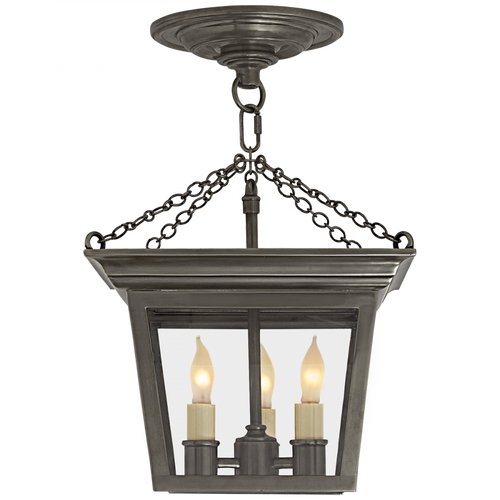 Cornice Semi-Flush Lantern, 3-Light, Bronze, Clear Glass, 9.5"W (SL 5870BZ 2CQLL)