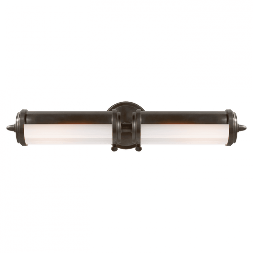 Visual Comfort & Co. Signature Collection Merchant Bathroom Wall Sconce, 2-Light, Bronze, White Glass, 20.25"H (TOB 2207BZ-WG 2CVJ9) 