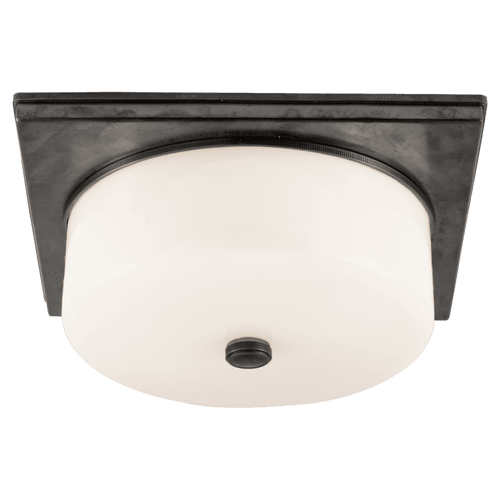 Visual Comfort & Co. Signature Collection Newhouse Flush Mount, 2-Light, Bronze, White Glass, 12.25"W (TOB 4216BZ-WG 2JUWT) 