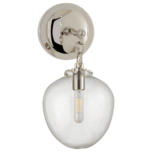 Visual Comfort & Co. Signature Collection Katie Bathroom Wall Sconce, 1-Light, Acorn, Polished Nickel, Seeded Glass, 13.5"H (TOB 2225PN/G2-SG 2N1EW) 