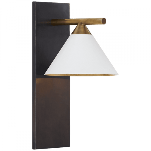 Visual Comfort & Co. Signature Collection Cleo Wall Sconce, 1-Light, Bronze, White Shade, 14"H (KW 2410BZ/AB-WHT 2V3RX) 