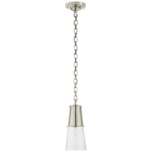 Visual Comfort & Co. Signature Collection Robinson Pendant, 1-Light, Polished Nickel, Clear Glass, 4.75"W (TOB 5751PN-CG 2V4TU) 
