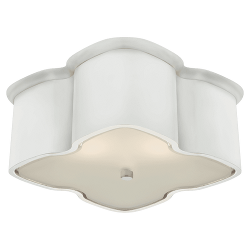 Visual Comfort & Co. Signature Collection Bolsena Flush Mount, 2-Light, Clover, Plaster White, Frosted Glass, 11.75"W (ARN 4041WHT 2V7QJ) 