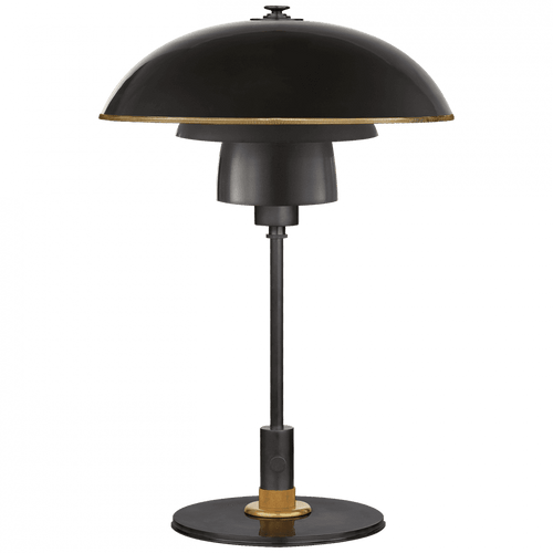 Visual Comfort & Co. Signature Collection Whitman Table Lamp, 1-Light, Bronze and Hand-Rubbed Antique Brass, Brass Trimmed Bronze Shade, 19"H (TOB 3513BZ/HAB-BZ CHRKE) 