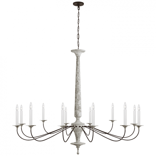 Visual Comfort & Co. Signature Collection Bordeaux Chandelier, 12-Light, Swedish White, Natural Rust, 59.75"W (SK 5350SWH/NR CHXDF) 