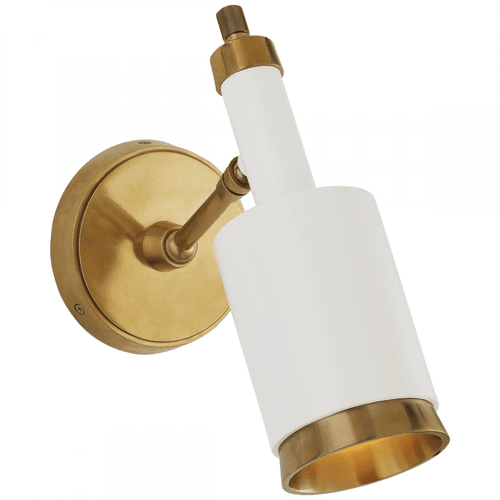 Visual Comfort & Co. Signature Collection Anders Wall Sconce With Plug, 1-Light, Articulating, Hand-Rubbed Antique Brass, White, 10.75"H (TOB 2097HAB/WHT CHXEF) 