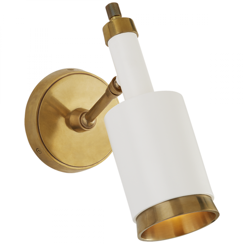 Anders Wall Sconce With Plug, 1-Light, Articulating, Hand-Rubbed Antique Brass, White, 10.75"H (TOB 2097HAB/WHT CHXEF)