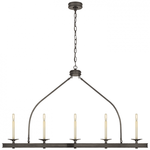 Visual Comfort & Co. Signature Collection Launceton Linear Chandelier, 5-Light, Bronze, 52"W (CHC 1605BZ CHUGY) 