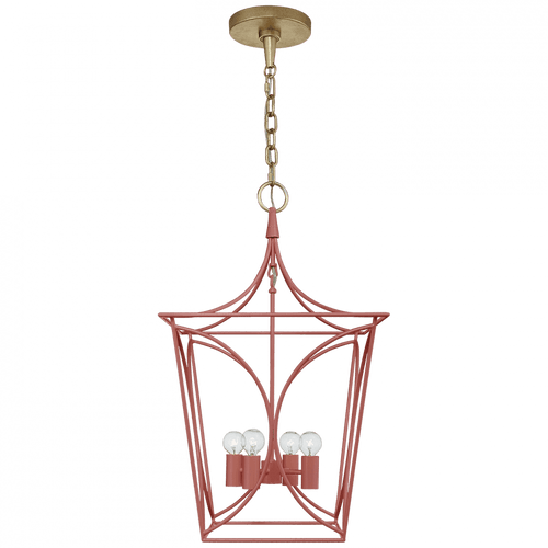Visual Comfort & Co. Signature Collection Cavanagh Lantern Pendant, 4-Light, Coral, Gild, 13.75"W (KS 5144CRL/G CHVEZ) 