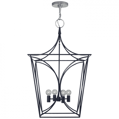 Visual Comfort & Co. Signature Collection Cavanagh Lantern Pendant, 4-Light, Frency Navy, Polished Nickel, 19"W (KS 5145NVY/PN CHVF7) 