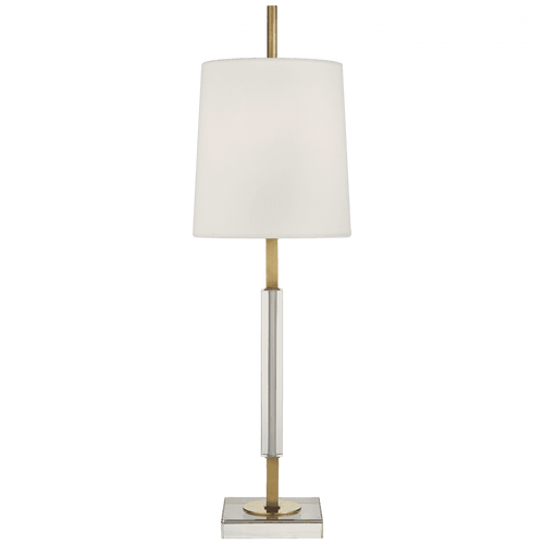 Visual Comfort & Co. Signature Collection Lexington Table Lamp, 1-Light, Hand-Rubbed Antique Brass, Crystal, Linen Square Shade, 31.75"H (TOB 3627HAB/CG-L CHXFN) 