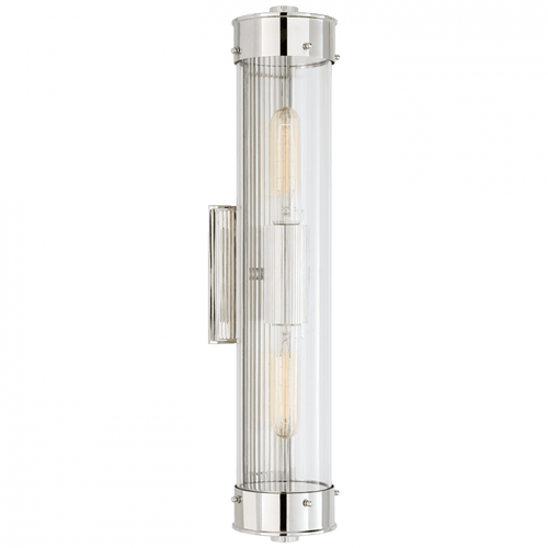 Visual Comfort & Co. Signature Collection Marais Bathroom Wall Sconce, 2-Light, Polished Nickel, Clear Glass, 21"H (TOB 2318PN-CG CLX4V) 
