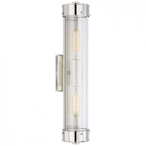Marais Bathroom Wall Sconce, 2-Light, Polished Nickel, Clear Glass, 21"H (TOB 2318PN-CG CLX4V)