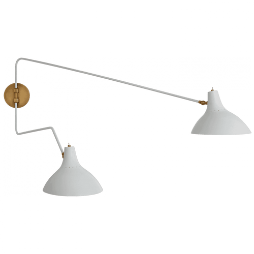 Visual Comfort & Co. Signature Collection Charlton Wall Sconce With Plug, 2-Light, White, White Shade, 20.5"H (ARN 2072WHT CM012) 