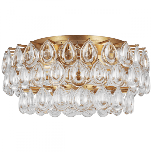 Visual Comfort & Co. Signature Collection Liscia Medium Flush Mount, 4-Light, Gild, Crystal Shade, 19"W (ARN 4171G-CG CM01M) 