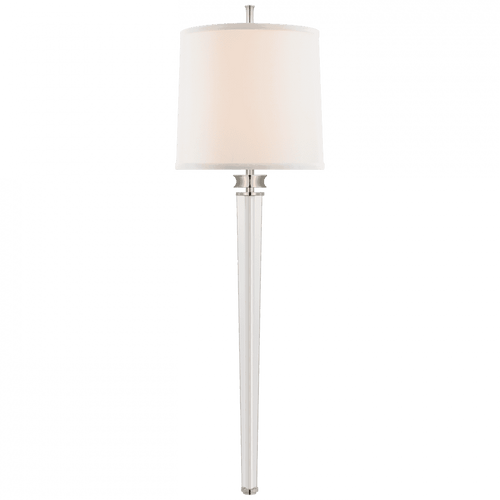 Visual Comfort & Co. Signature Collection Lyra Tail Wall Sconce, 2-Light, Polished Nickel, Crystal, Linen Shade, 36"H (TOB 2943PN-L CPYUW) 