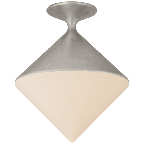 Visual Comfort & Co. Signature Collection Sarnen Flush Mount, 1-Light, Burnished Silver Leaf, White Glass, 13.25"W (ARN 4355BSL-WG CQ2Q7) 