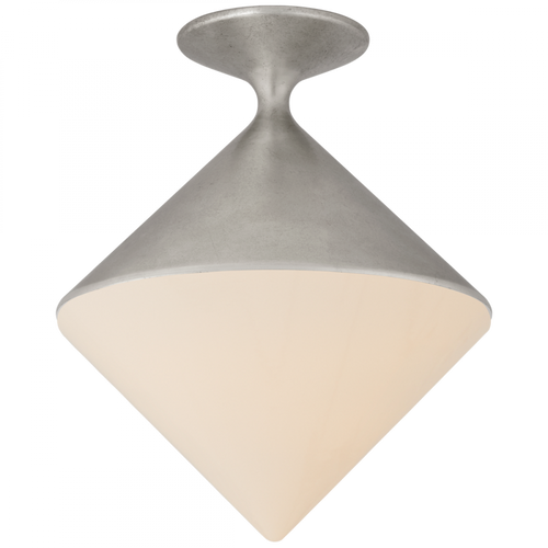 Sarnen Flush Mount, 1-Light, Burnished Silver Leaf, White Glass, 13.25"W (ARN 4355BSL-WG CQ2Q7)