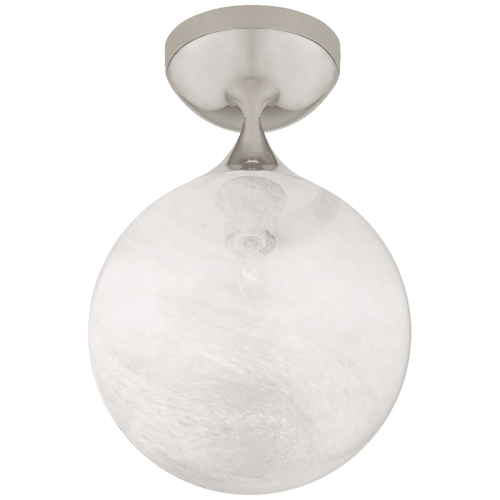 Visual Comfort & Co. Signature Collection Cristol Flush Mount, 1-Light, Polished Nickel, White Glass, 8"W (ARN 4400PN-WG CQ2QD) 