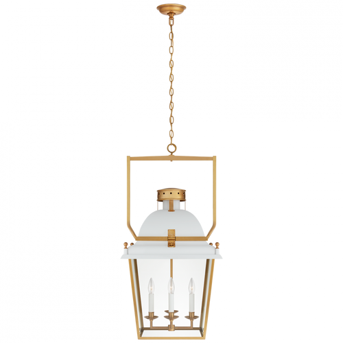 Coventry Lantern Pendant, 4-Light, Matte White, Antique Burnished Brass, Clear Glass, 19"W (CHC 5109WHT/AB-CG CTWJX)