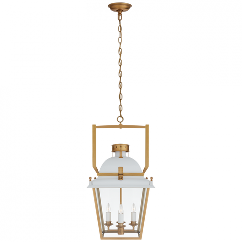 Coventry Lantern Pendant, 4-Light, Matte White, Antique Burnished Brass, Clear Glass, 14"W (CHC 5108WHT/AB-CG CTWJV)