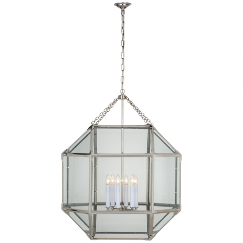 Morris Pendant, 6-Light, Polished Nickel, 30.5"W (SK 5034PN-CG CU3CY)