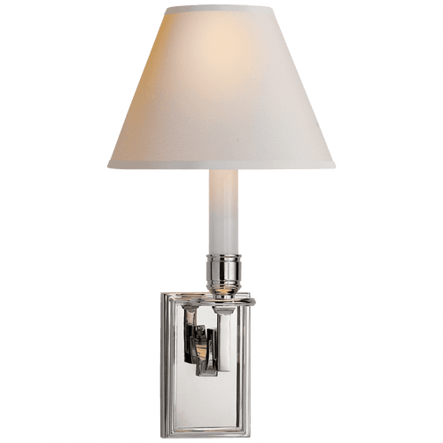 Visual Comfort & Co. Signature Collection Dean Library Wall Sconce, 1-Light, Polished Nickel, Natural Paper Shade, 13"H (AH 2001PN-NP 22KMV) 