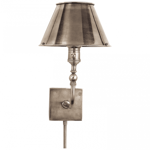 Visual Comfort & Co. Signature Collection Swivel Head Wall Sconce With Plug, 1-Light, Antique Nickel, Antique Nickel Shade, 14"H (S 2650AN-AN 2FZ2C) 