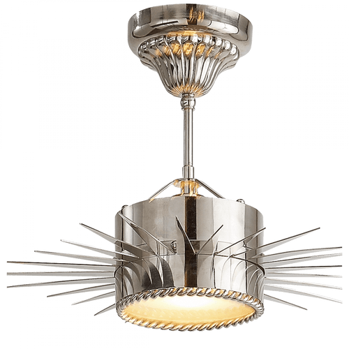 Visual Comfort & Co. Signature Collection Soleil Semi-Flush, 1-Light, Polished Nickel, Frosted Glass, 16"W (SK 5200PN 28TU1) 