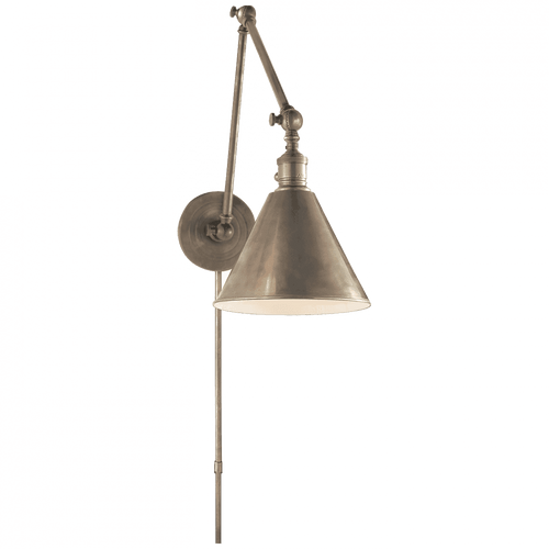 Visual Comfort & Co. Signature Collection Boston Arm Library Light With Plug, 1-Light, Antique Nickel, 16"H (SL 2923AN 28VTX) 