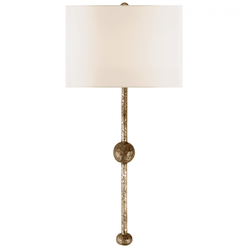 Visual Comfort & Co. Signature Collection Carey Rail Wall Sconce, 1-Light, Gilded Iron, Linen Shade, 31"H (SK 2263GI-L 2V0WA) 