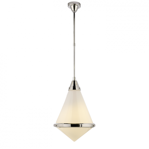Gale Pendant, 1-Light, Polished Nickel, White Glass, 15.5"W (TOB 5156PN-WG 2JUY8)
