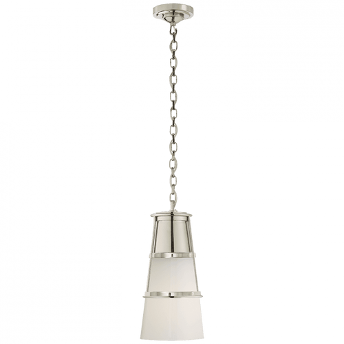 Visual Comfort & Co. Signature Collection Robinson Pendant, 1-Light, Polished Nickel, White Glass, 7.5"W (TOB 5752PN-WG 2V5P9) 