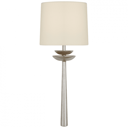 Visual Comfort & Co. Signature Collection Beaumont Tail Wall Sconce, 1-Light, Burnished Silver Leaf, Linen Shade, 19"H (ARN 2301BSL-L CHTJP) 