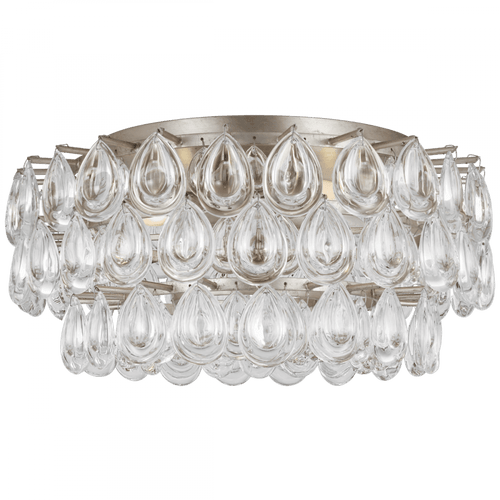 Visual Comfort & Co. Signature Collection Liscia Flush Mount, 4-Light, Burnished Silver Leaf, Crystal, 19"W (ARN 4171BSL-CG CM01L) 