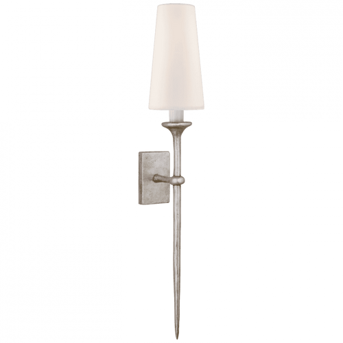 Visual Comfort & Co. Signature Collection Iberia Wall Sconce, 1-Light, Burnished Silver Leaf, Linen Shade, 26.5"H (JN 2075BSL-L CPWUL) 