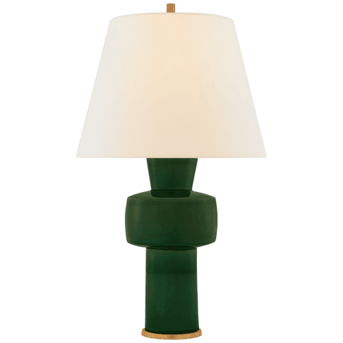 Visual Comfort & Co. Signature Collection Eerdmans Table Lamp, 1-Light, Celtic Green Crackle, Linen Shade, 29"H (CS 3656CGC-L CTYJ2) 
