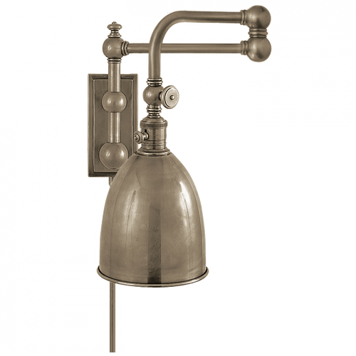 Visual Comfort & Co. Signature Collection Pimlico Swing Arm Wall Sconce With Plug, 1-Light, Antique Nickel, Antique Nickel Shade, 16"H (CHD 2150AN-AN 25V55) 