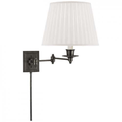 Visual Comfort & Co. Signature Collection Triple Swing Arm Wall Sconce With Plug, 1-Light, Bronze, Silk Shade, 13"H (S 2000BZ-S 2FY3W) 