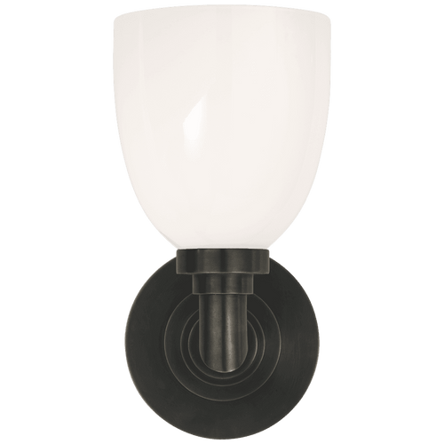 Visual Comfort & Co. Signature Collection Wilton Bathroom Wall Sconce, 1-Light, Bronze, White Glass, 10.25"H (SL 2841BZ-WG 28UUV) 
