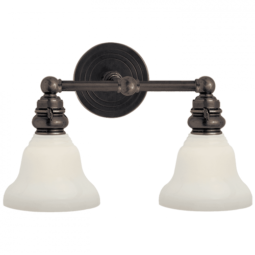 Visual Comfort & Co. Signature Collection Boston Wall Sconce, 2-Light, Bronze, White Glass Desk Shade, 9"H (SL 2932BZ/SLEG-WG 28VU8) 