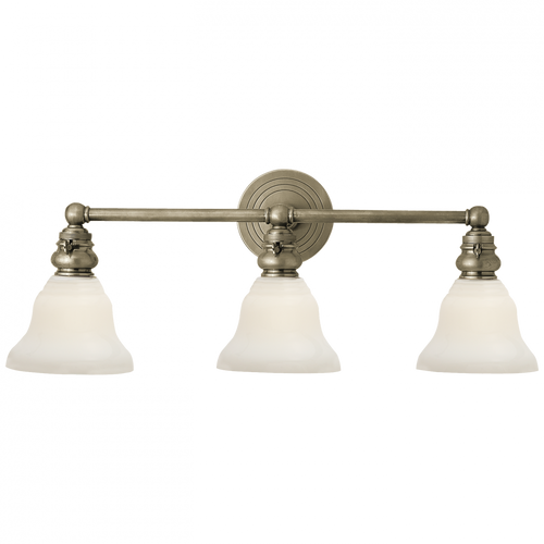 Boston Functional Triple Light, 3-Light, Antique Nickel, 23"W (SL 2933AN/SLEG-WG 28VUE)