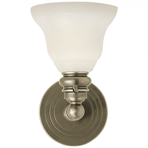 Visual Comfort & Co. Signature Collection Boston Wall Sconce, 1-Light, Antique Nickel, White Glass Desk Shade, 9"H (SL 2931AN/SLEG-WG 28VU1) 