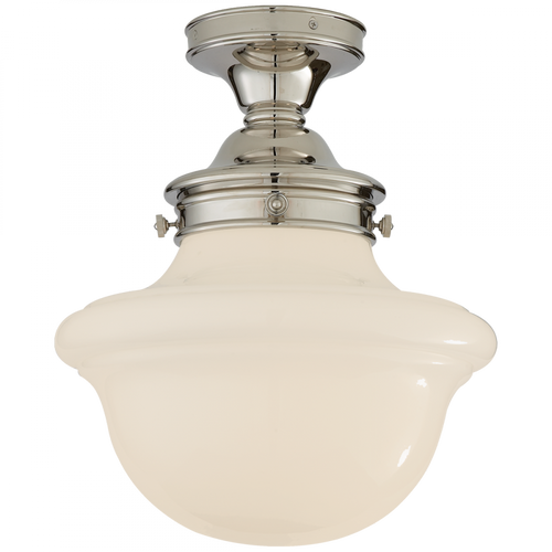 Edmond Flush Mount, 1-Light, Polished Nickel, White Glass, 14.5"W (SL 4121PN-WG 28XRW)