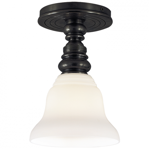 Boston Flush Mount, 1-Light, Bronze, White Glass Desk Shade, 5.5"W (SL 5001BZ/SLEG-WG 28XT2)