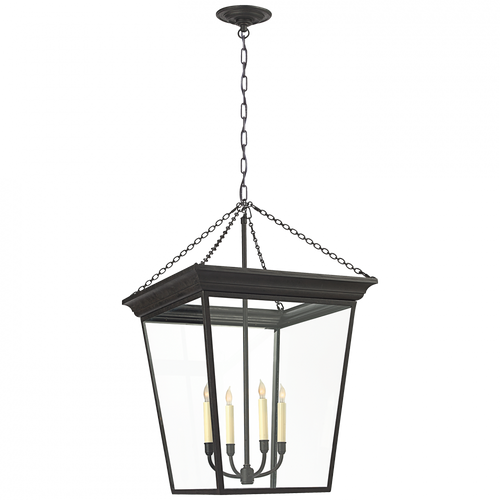 Cornice Large Lantern Pendant, 4-Light, Blackened Rust, Clear Glass, 20"W (SL 5872BR 2CQLU)