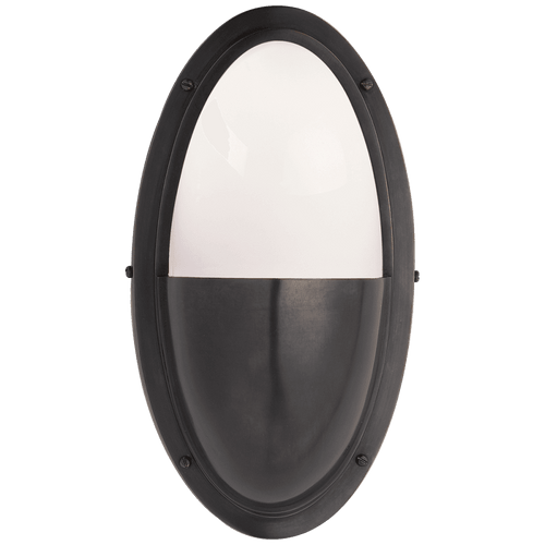 Visual Comfort & Co. Signature Collection Pelham Outdoor Wall Sconce, 1-Light, Oval, Bronze, White Glass, 11.5"H (TOB 2209BZ-WG 2CVJJ) 